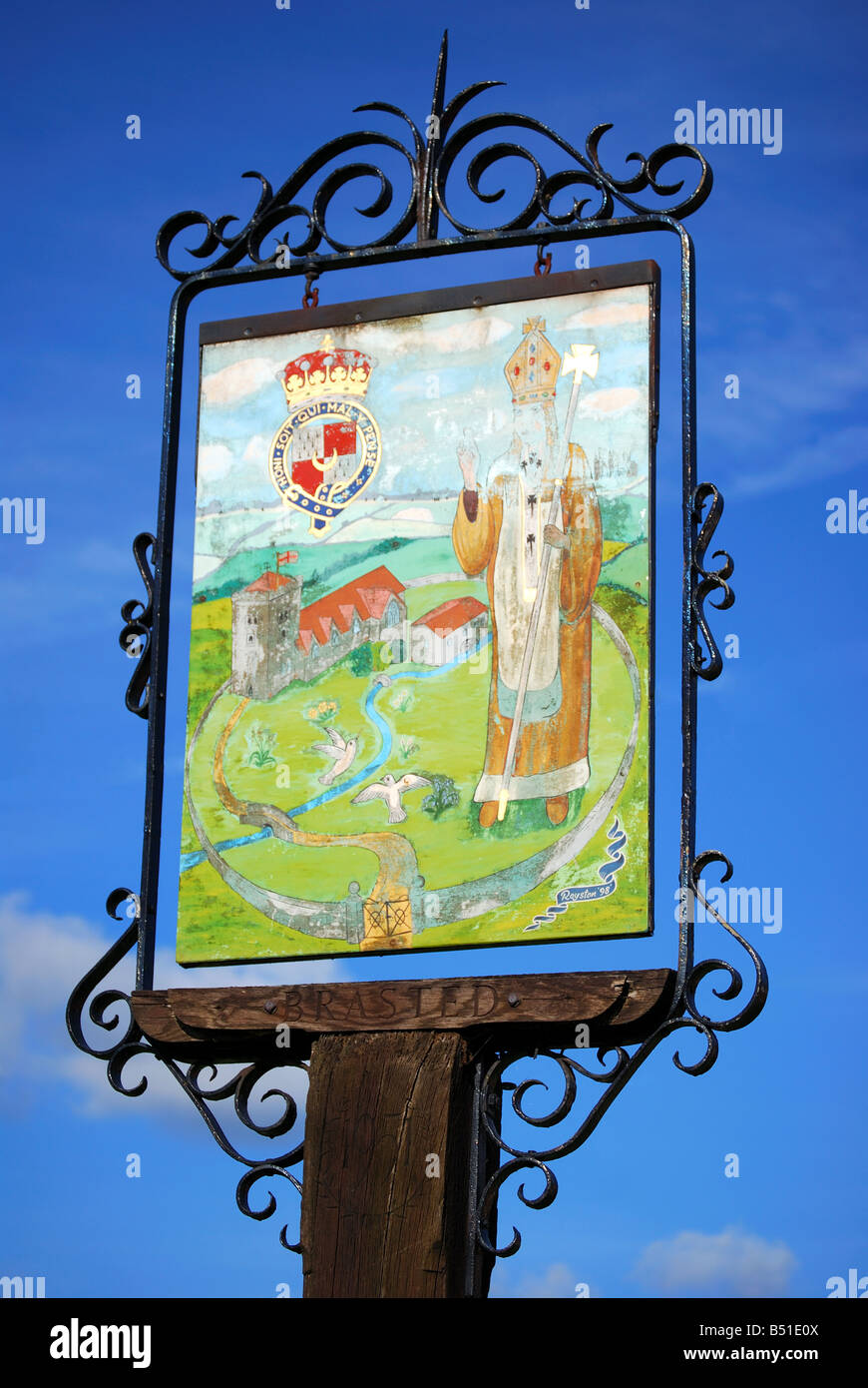 Village sign on Green, Brasted, Kent, England, United Kingdom Stock Photo