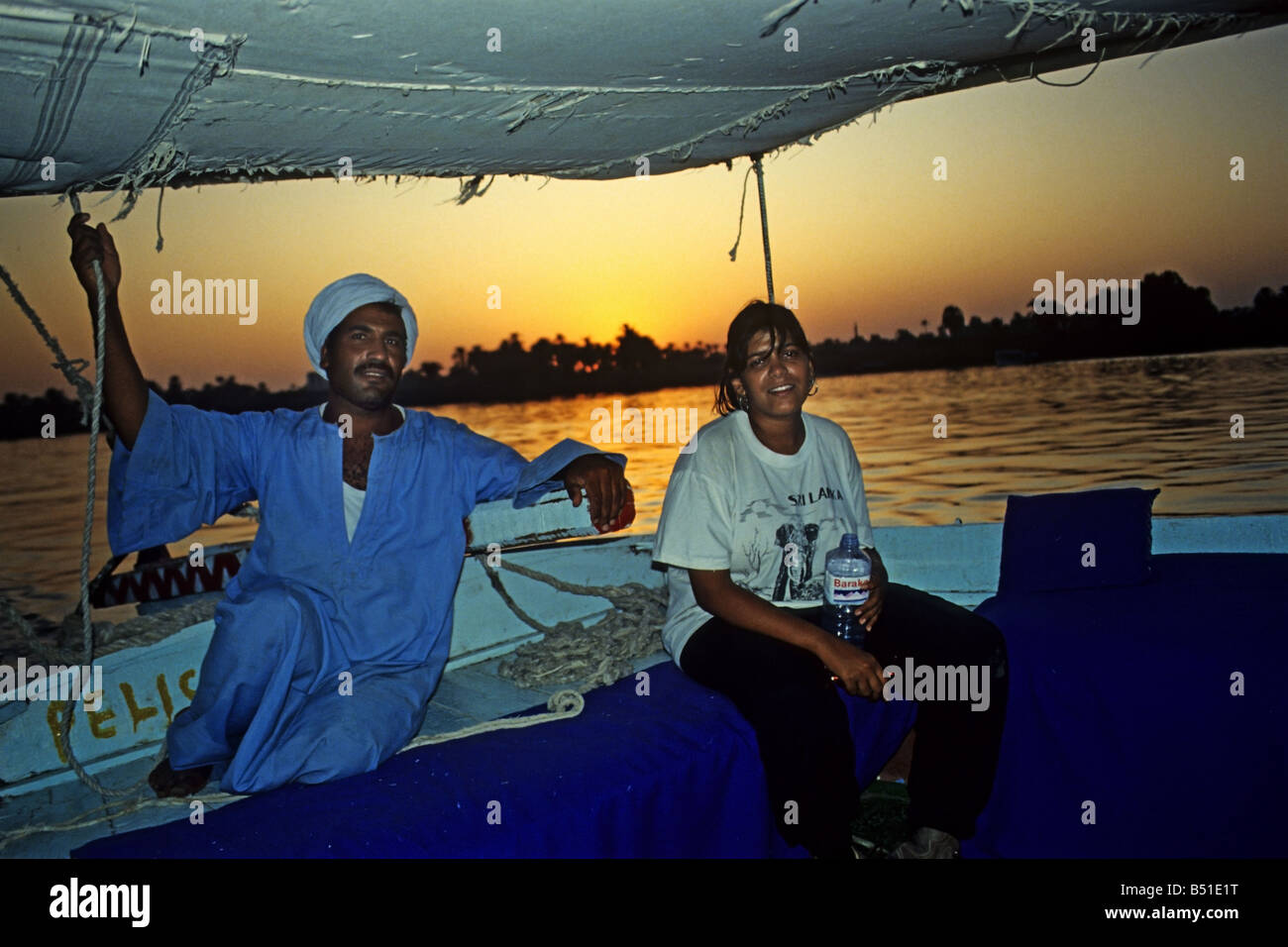 Sailing on the Nile river in a traditional sale boat Stock Photo - Alamy