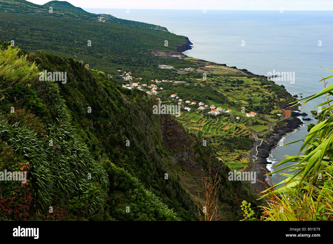 North coast of Faial Island with village of Faja Azores Stock Photo Alamy