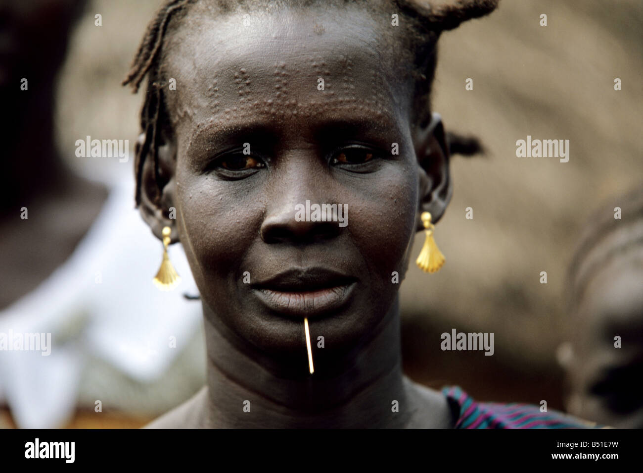 portrait of a Nuer woman Stock Photo