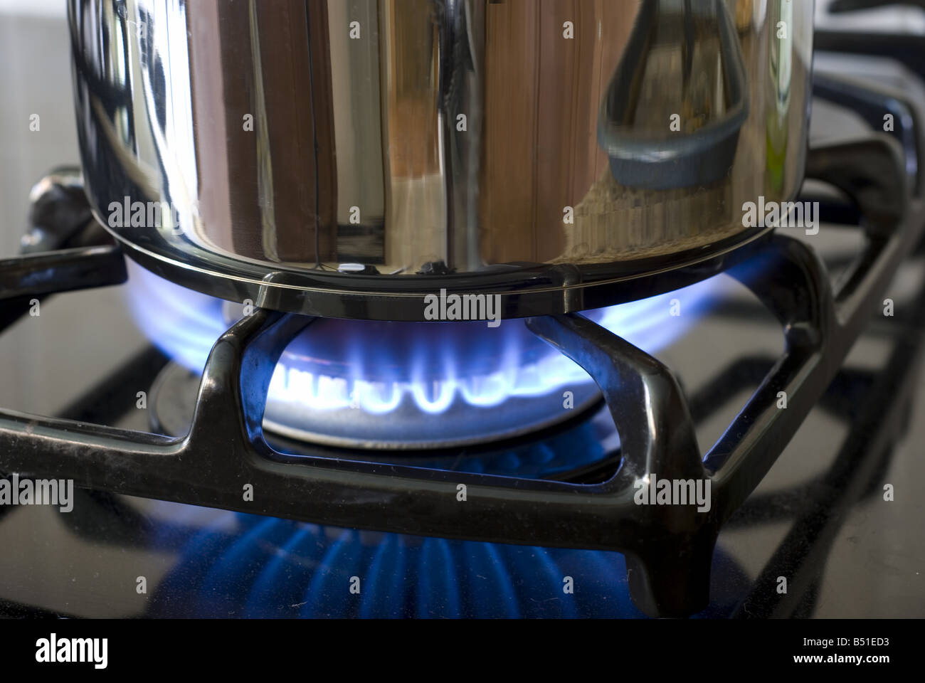 Gas burner with a pot Stock Photo Alamy