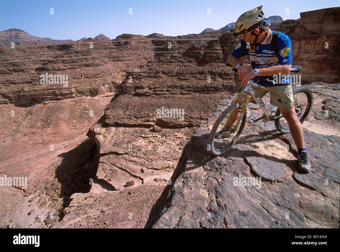 World Champion trials rider and freeride pioneer, Hans Rey, at temple ...