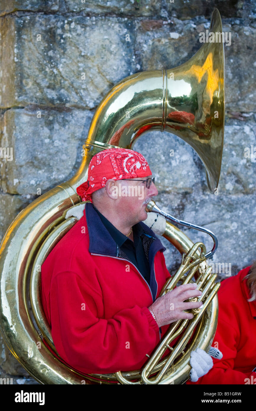 A musician playing a wind instrument Stock Photo Alamy