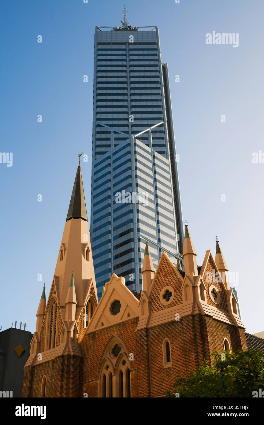Wesley Uniting Church and High-Rise Building, Perth, Western Australia, Australia Stock Photo