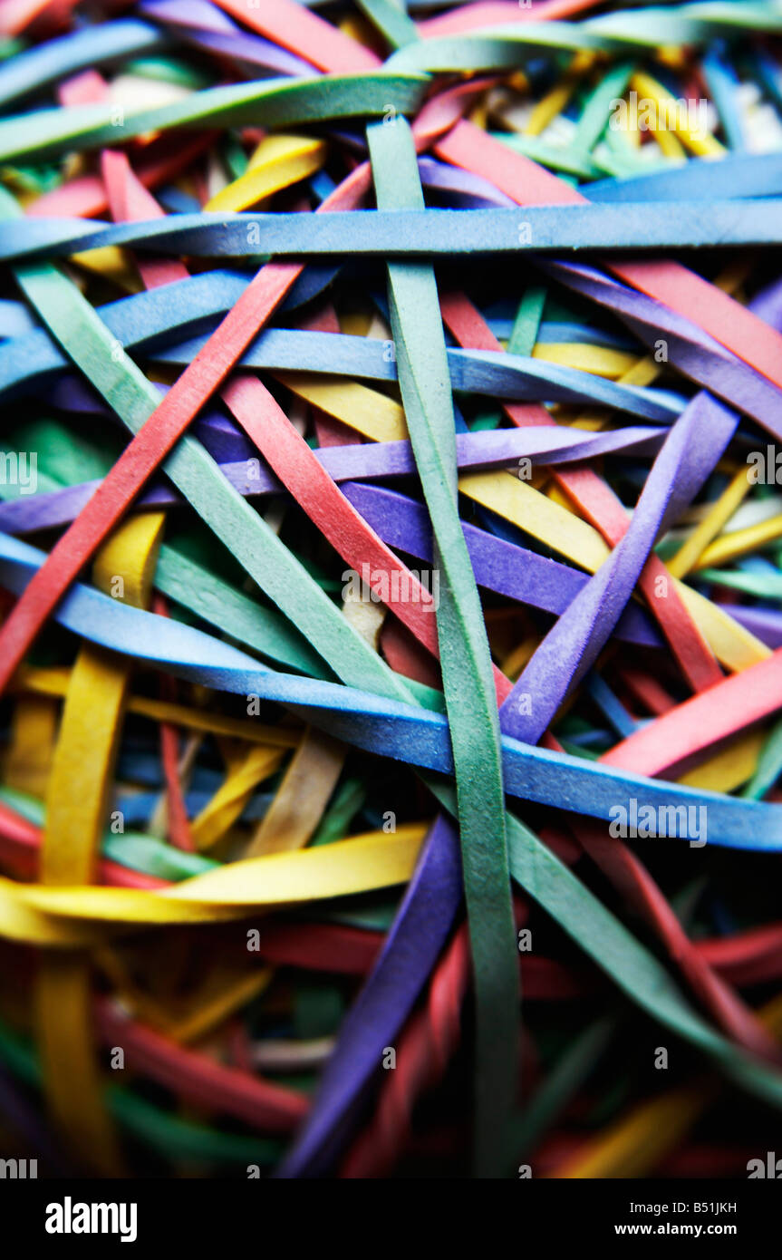 Close-Up of Ball of Rubber Bands Stock Photo