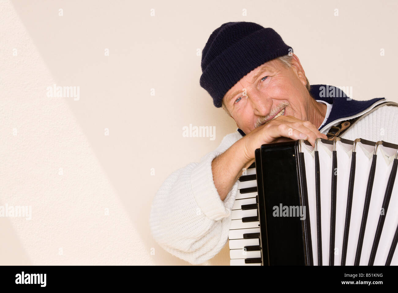 Portrait of Man with Accordion Stock Photo Alamy