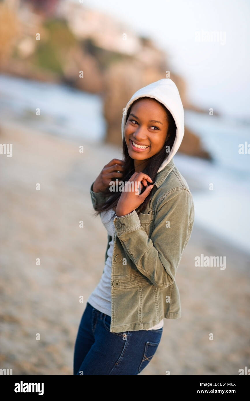 Portrait of Teenage Girl on Beach Stock Photo - Alamy