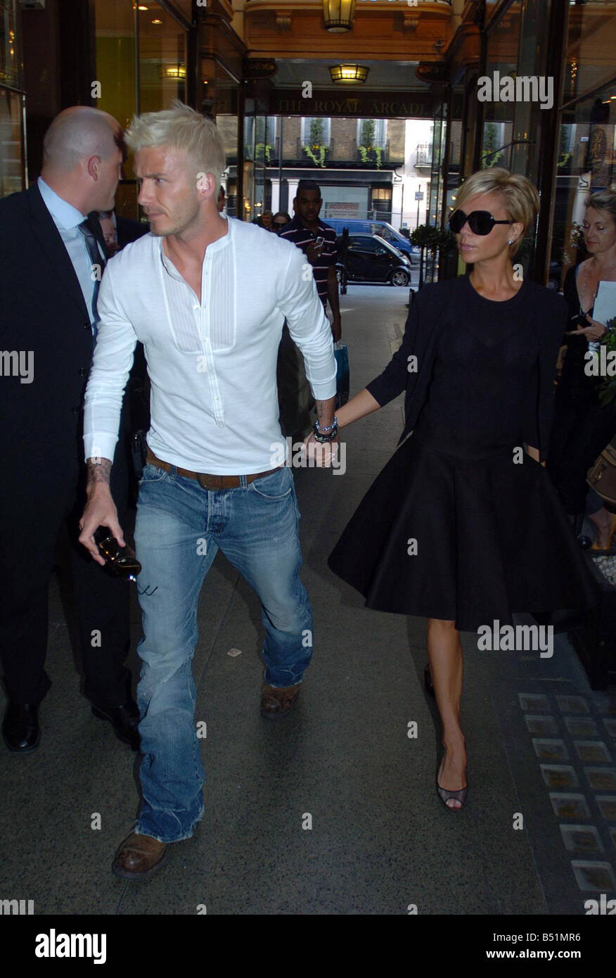 Birthday boy David Beckham and wife Victoria go shopping on London's Saville Row today. 2nd May 2007 Stock Photo