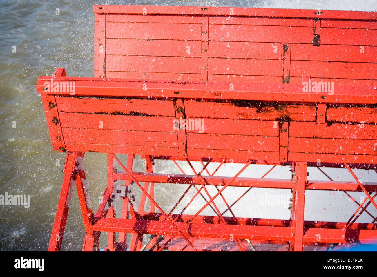 a red paddle of a paddle steamer Stock Photo