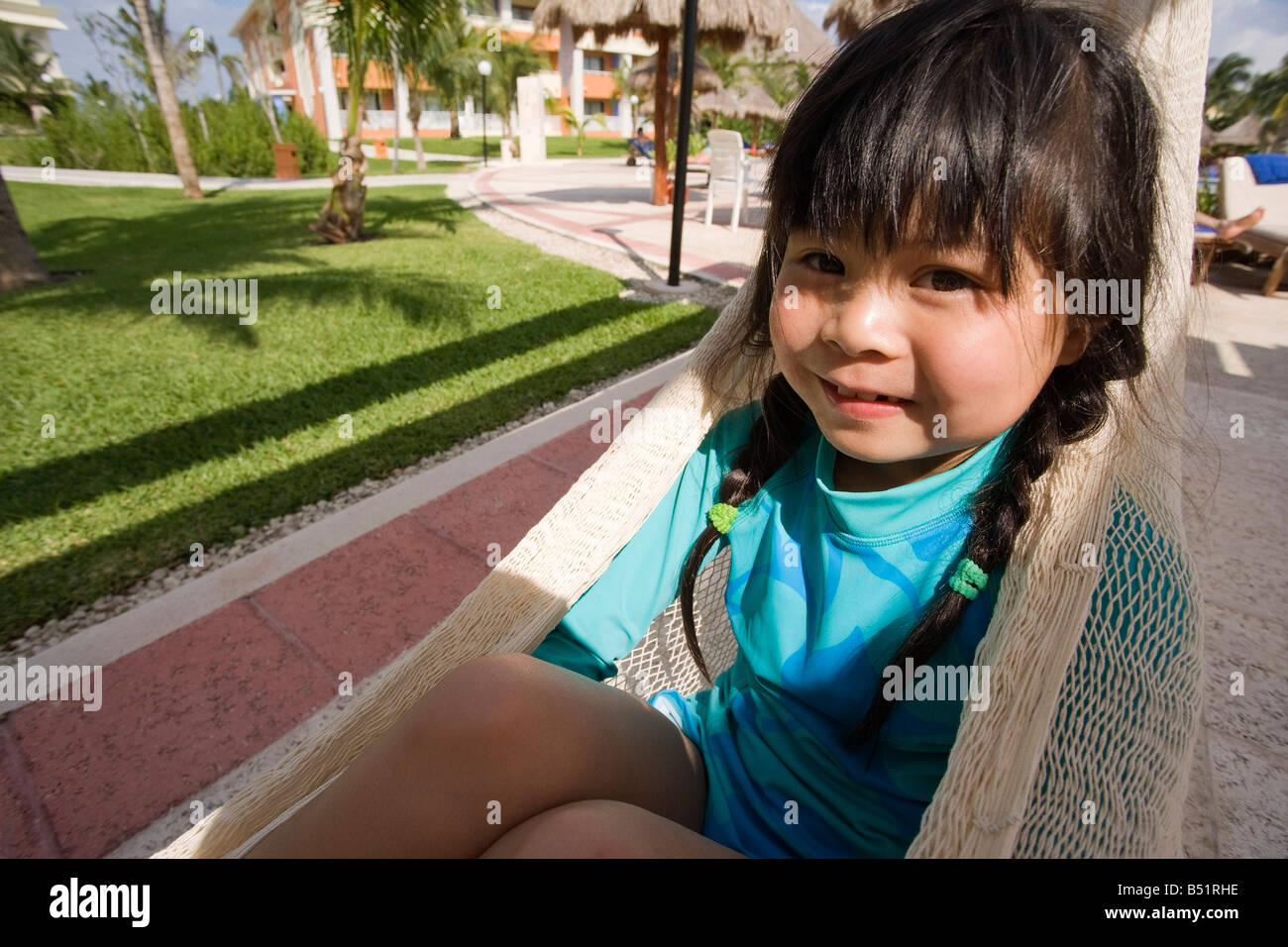 Girl in Hammock Stock Photo Alamy