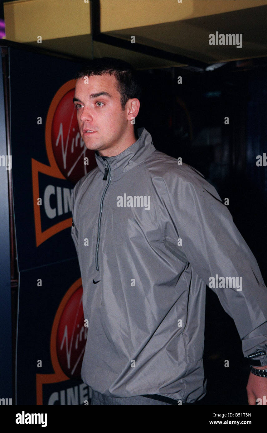 Robbie Williams Singer August 98 Arriving for the premiere of Lock