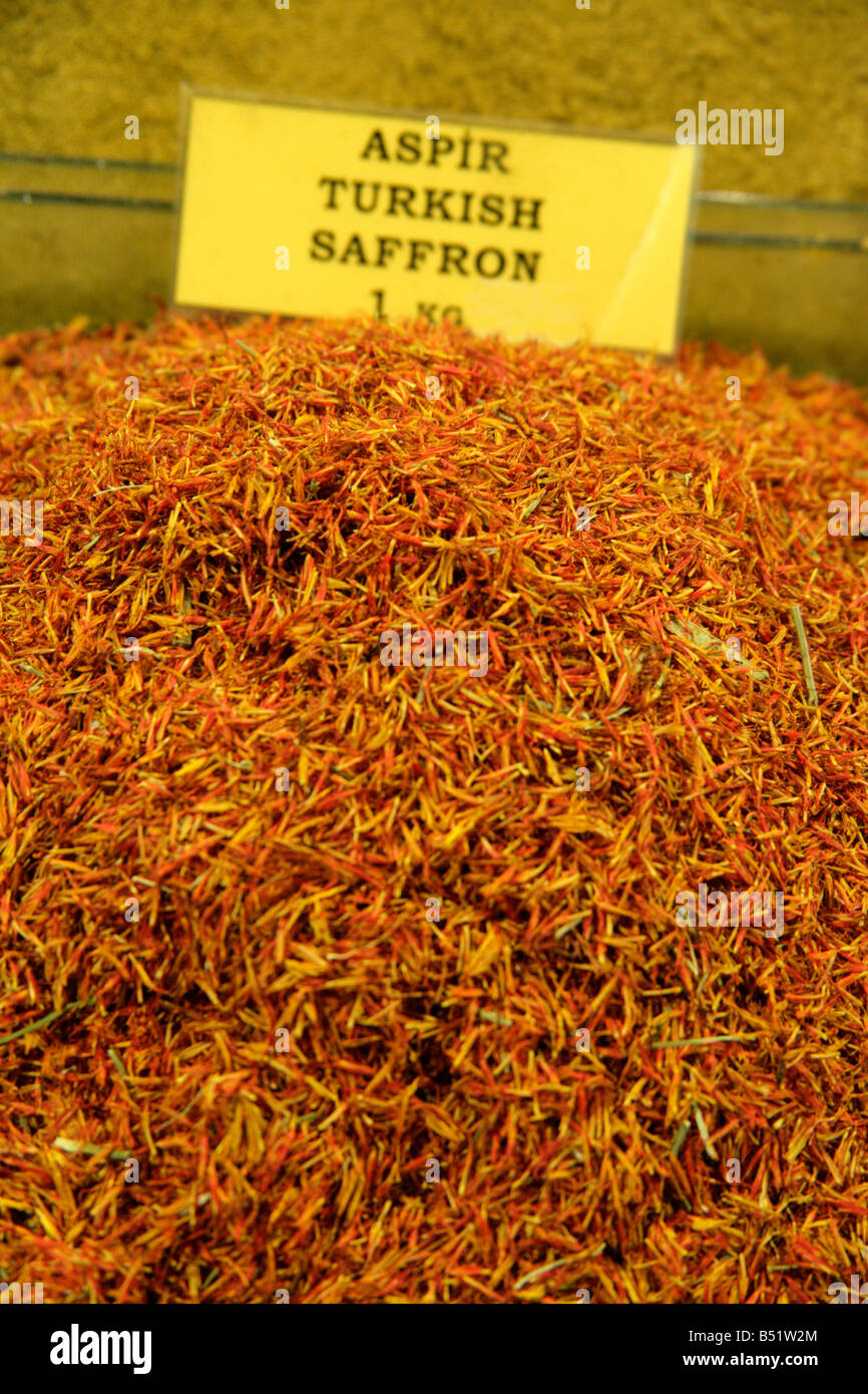 Turkish saffron for sale at the Egyptian Spice Bazaar, Istanbul, Turkey