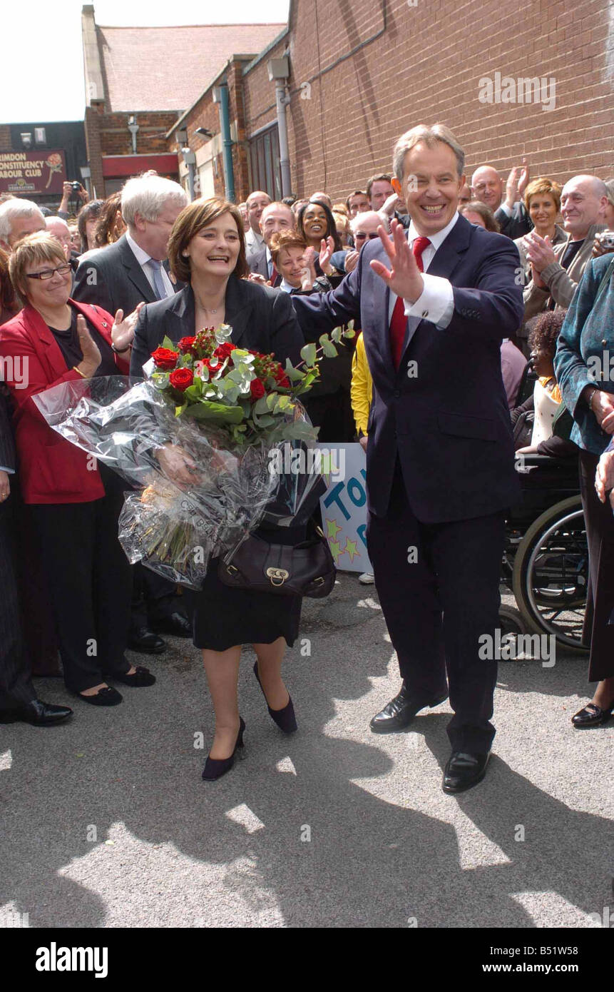 Tony Blair with Cherie after he made his farewell to his local Labour