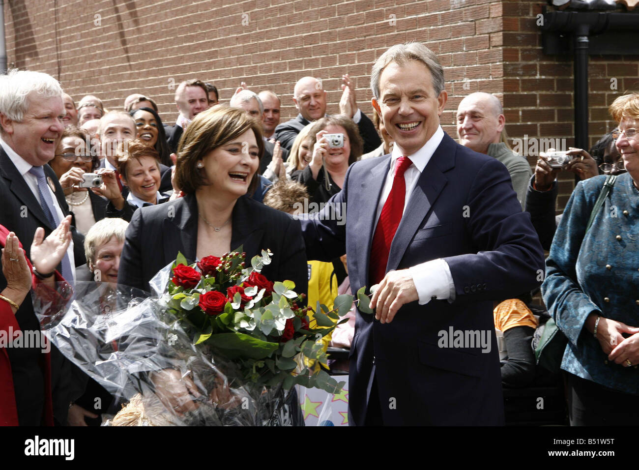 Tony Blair with Cherie after he made his farewell to his local Labour