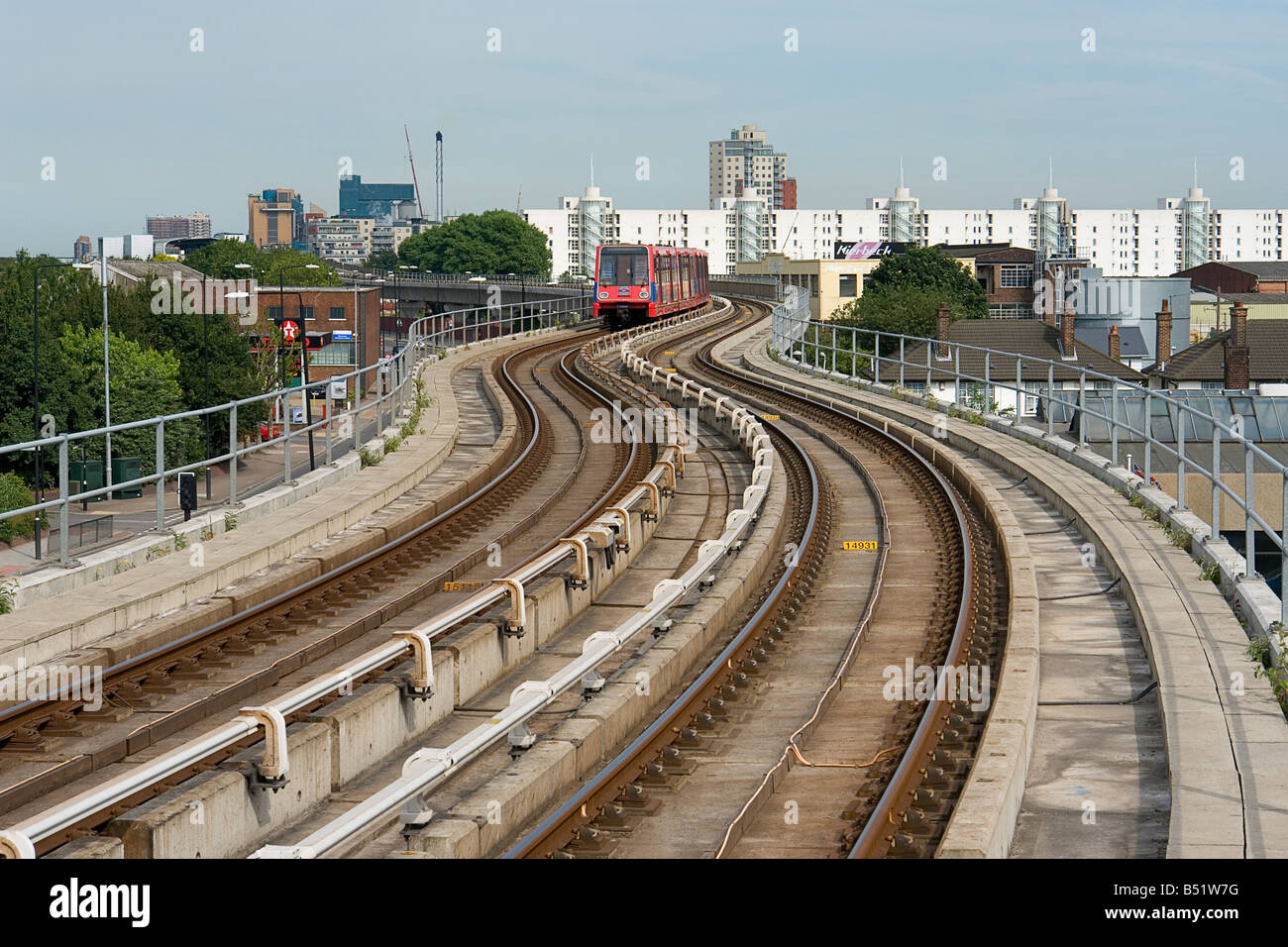 Canning Town east London on the DLR - Docklands Light Railway Stock Photo