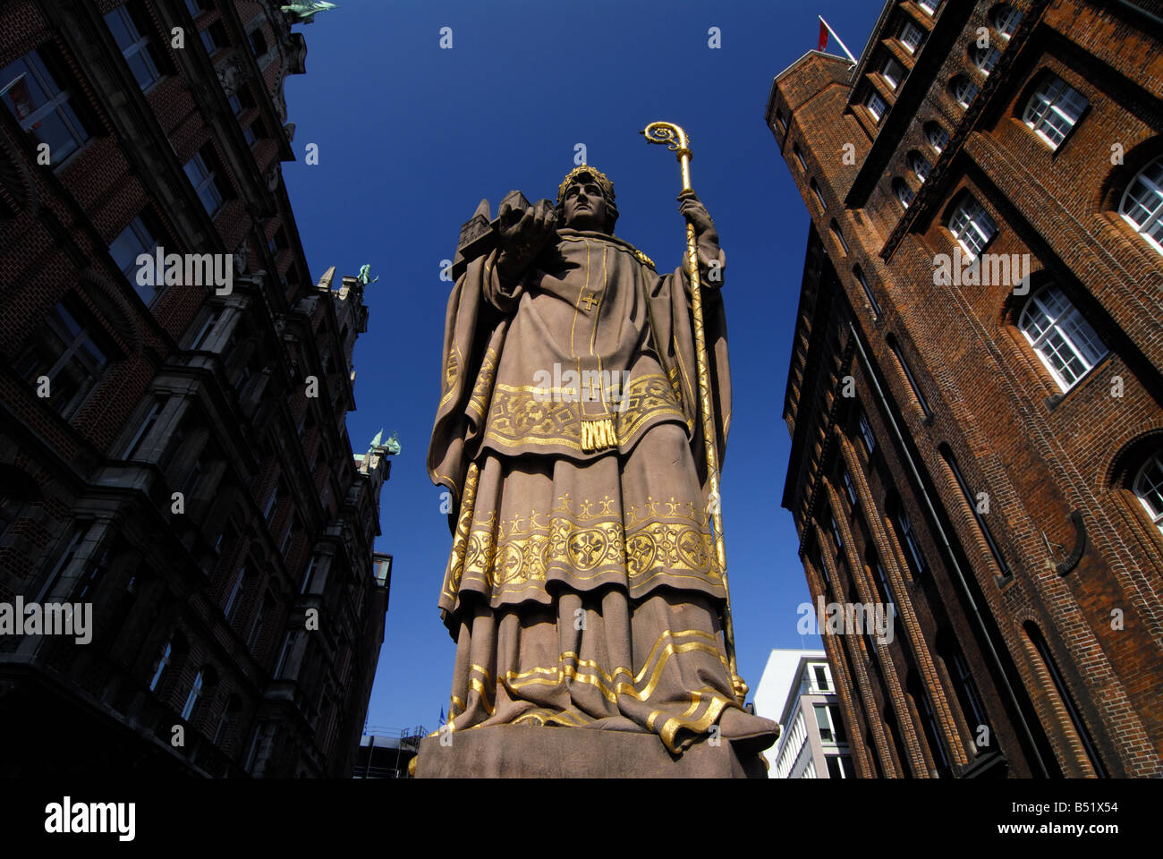 St. Ansgar statue in Hamburg Stock Photo Alamy