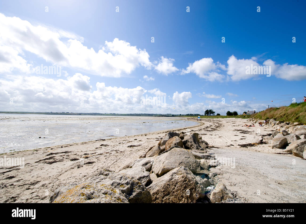 Low tide on the Atlantic in Brignonan Plage in Brittany in France Stock ...