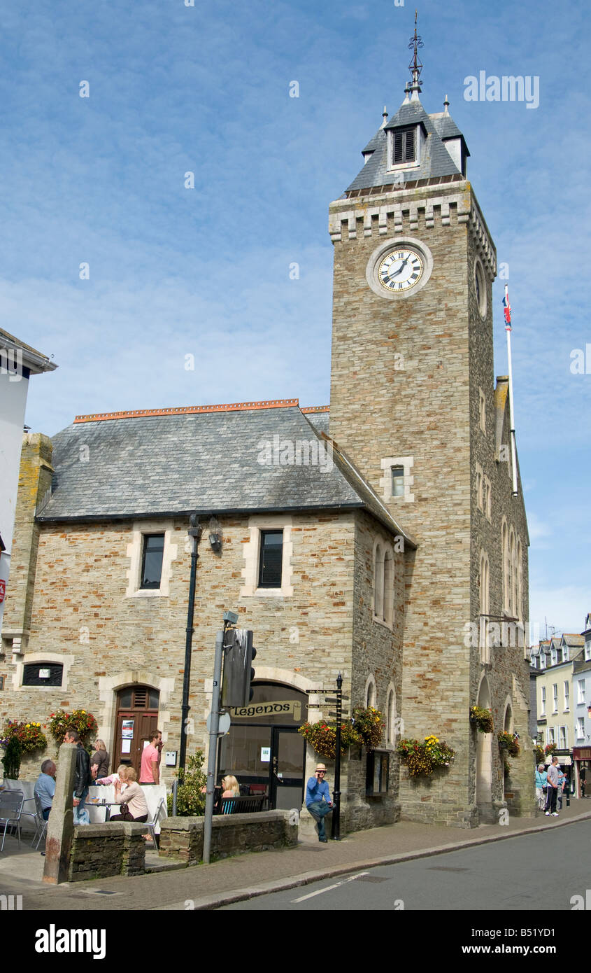Looe town centre and clock Cornwall westcountry England UK  SCO 0958 Stock Photo