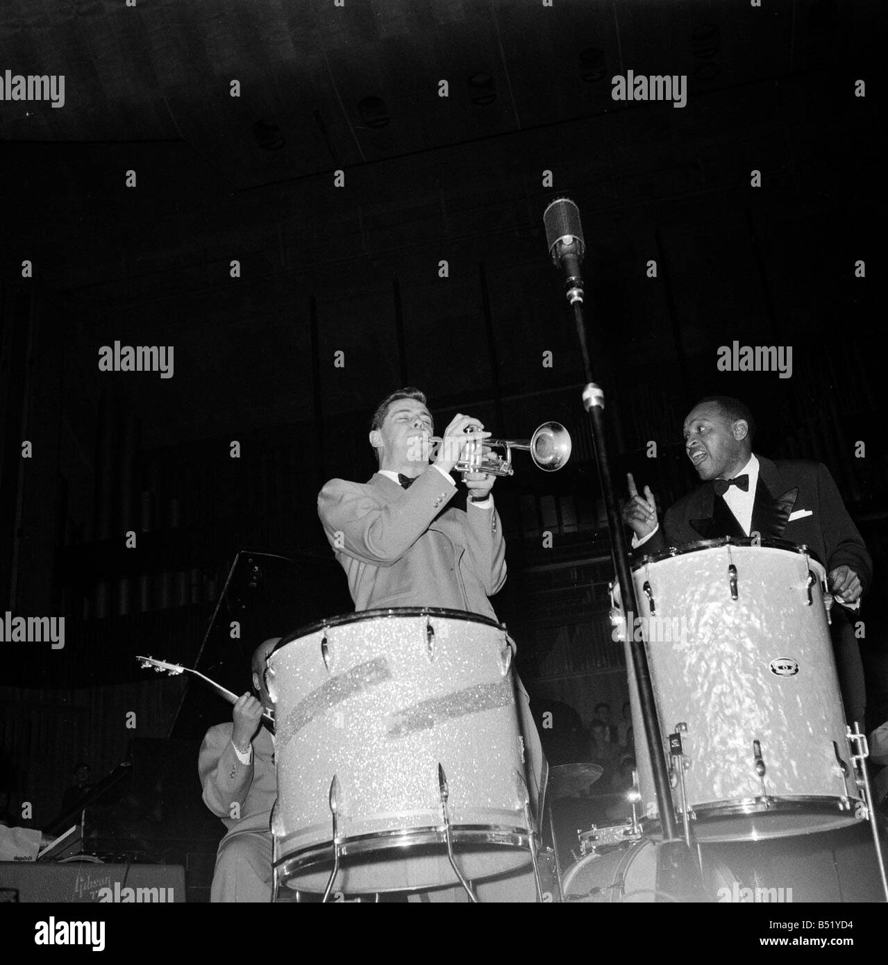 1950s Jazz performers Lionel Hampton band leader at the Royal Festival hall in London Band