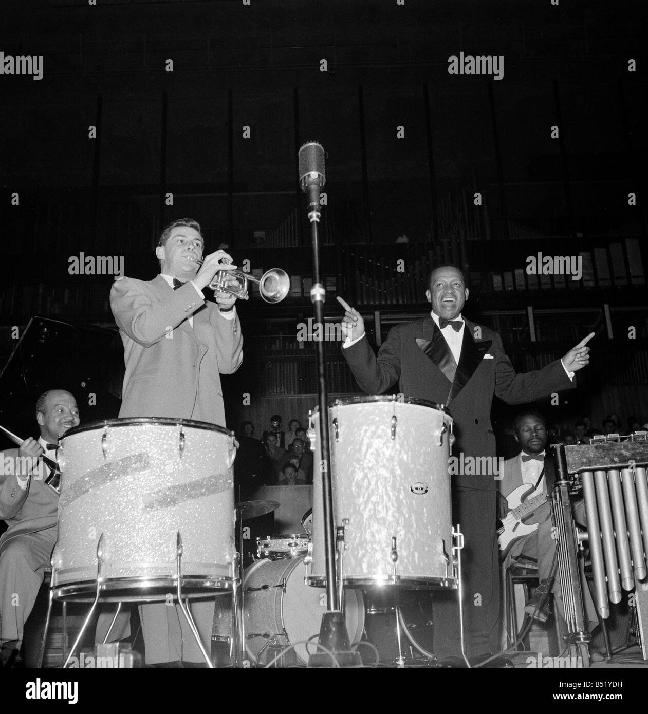 1950s Jazz performers Lionel Hampton band leader at the Royal Festival hall in London Stock Photo