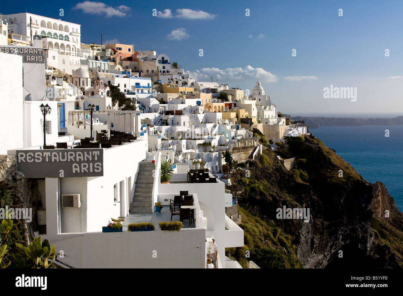 Restaurant Aris Fira Santorini Cyclades Greece Stock Photo Alamy
