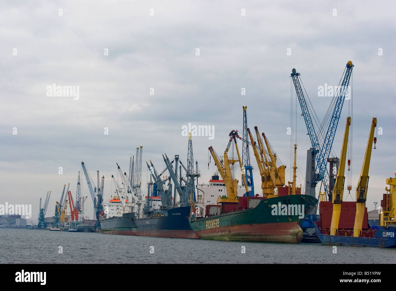Port in Antwerp, Belgium. Stock Photo