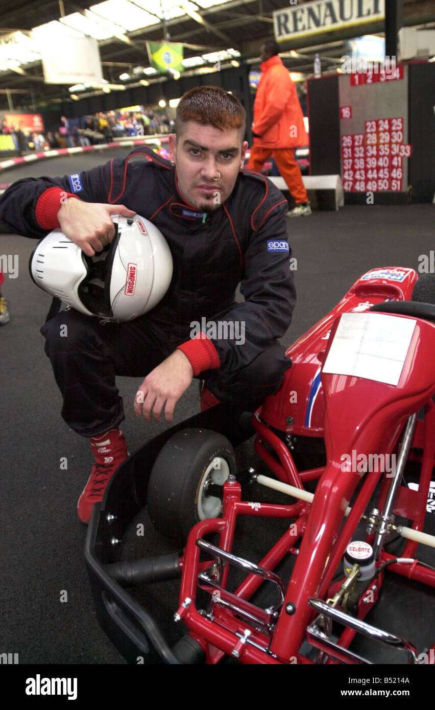 Shane Lynch of Boyzone November 2000 On the track for Sparks Go Karting Stock Photo