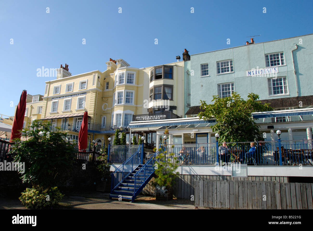 Seafront hotels and restaurants in Broadstairs Kent England Stock Photo