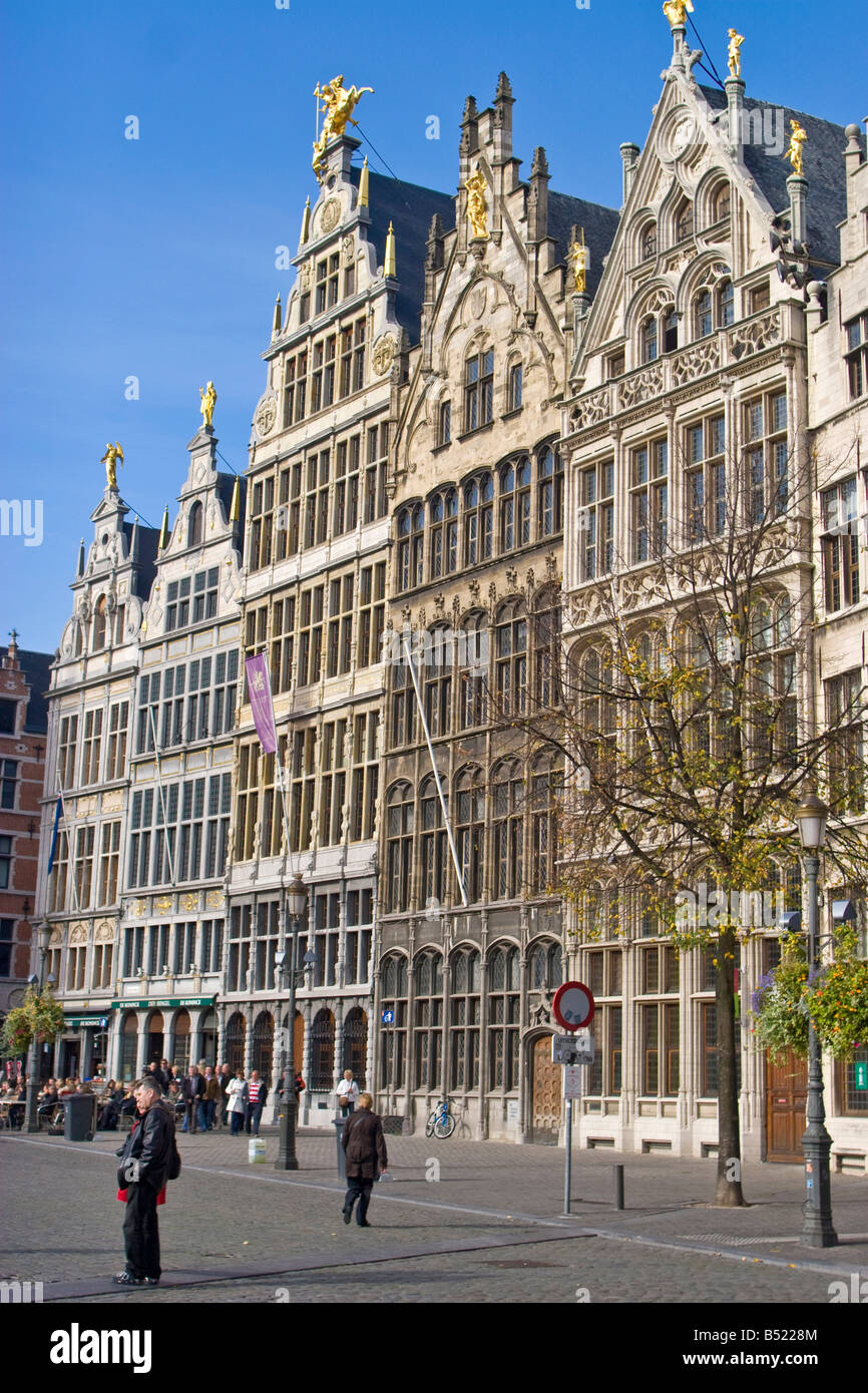 The Guild houses at Grand Place , Grote Markt in Antwerp , Belgium