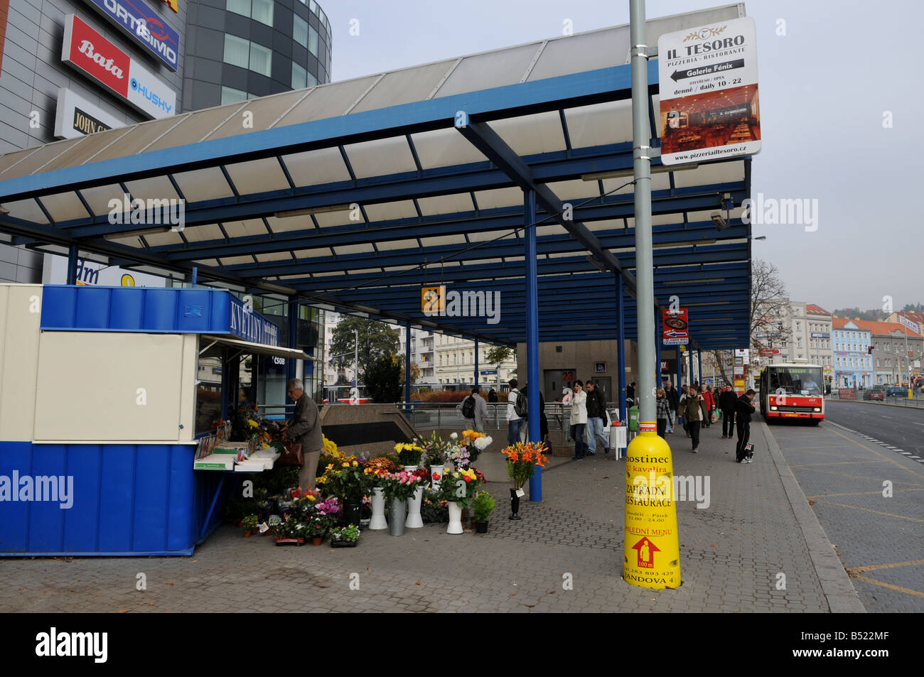 Bus stop and metro station in Prague, Czech republic Stock Photo - Alamy
