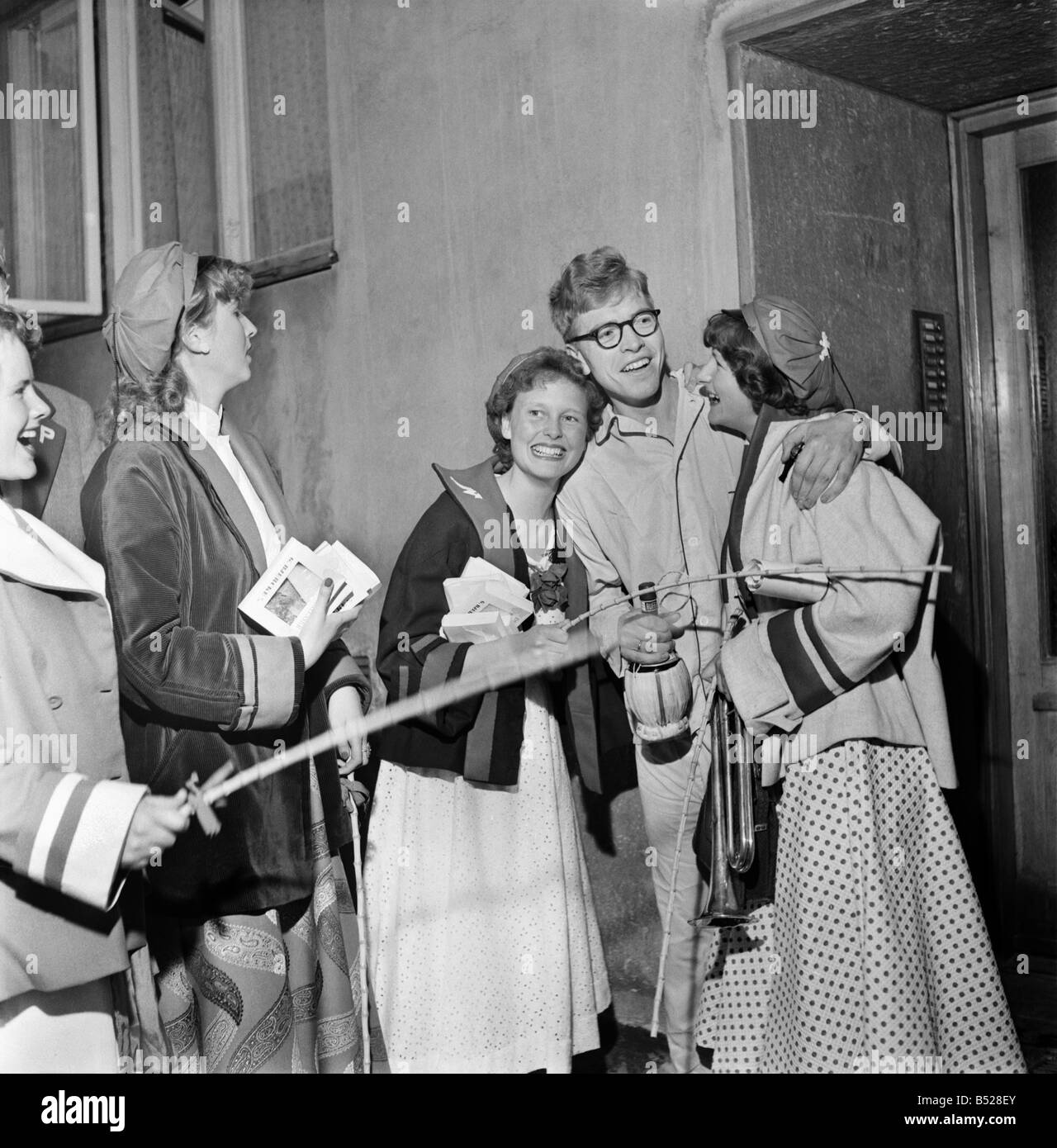 Norway Independence Day. Students Having an all night first footing party, where they get all sorts of people out of their beds Stock Photo