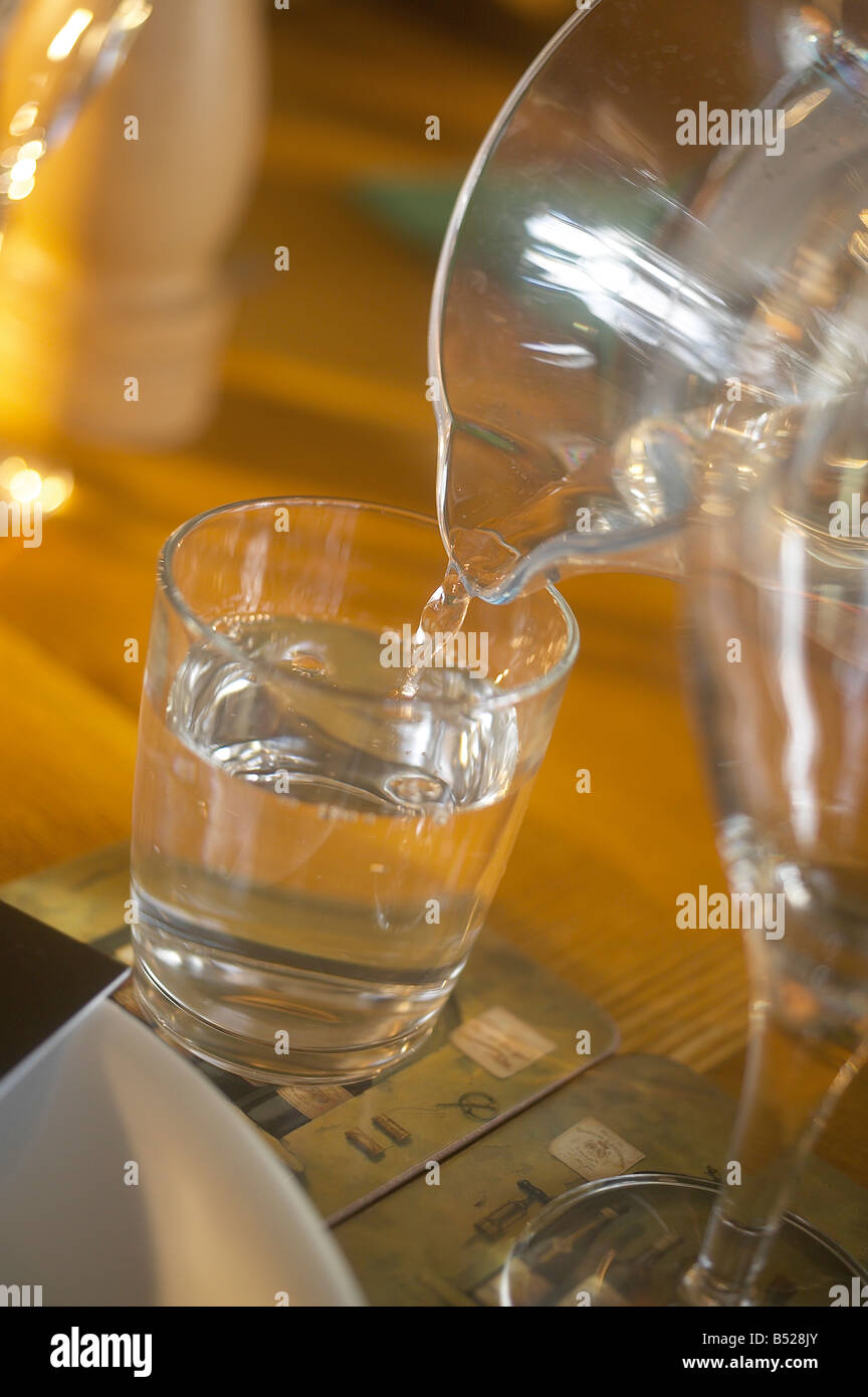 water glass on restaurant table Stock Photo Alamy