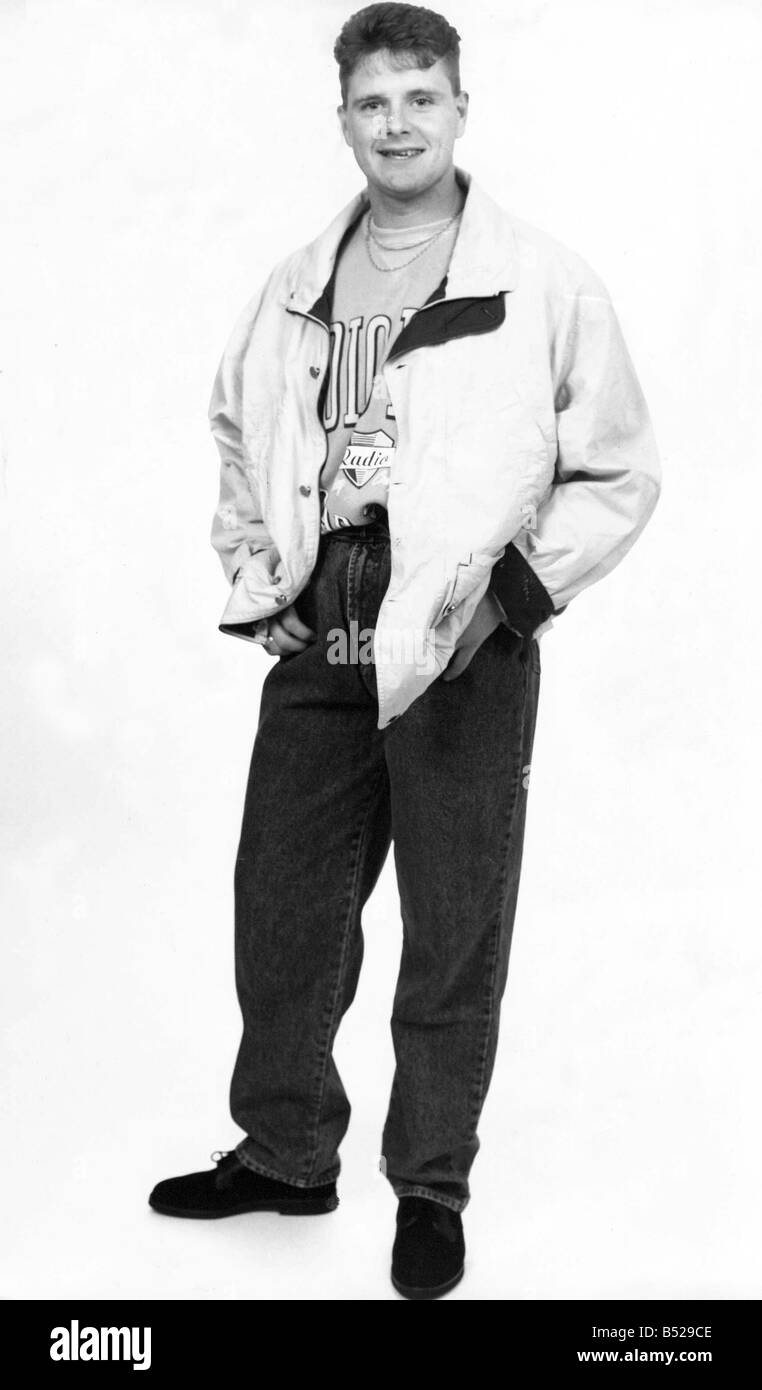Newcastle United Player Paul Gascoigne Gazza Modelling The Latest Fashion For A Young Man About Town Stock Photo Alamy