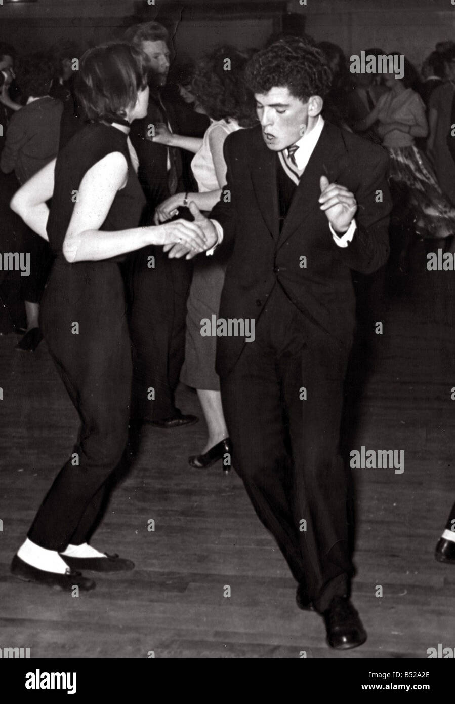 A couple Jive in true 50 s style Dancing April 1954 Stock Photo