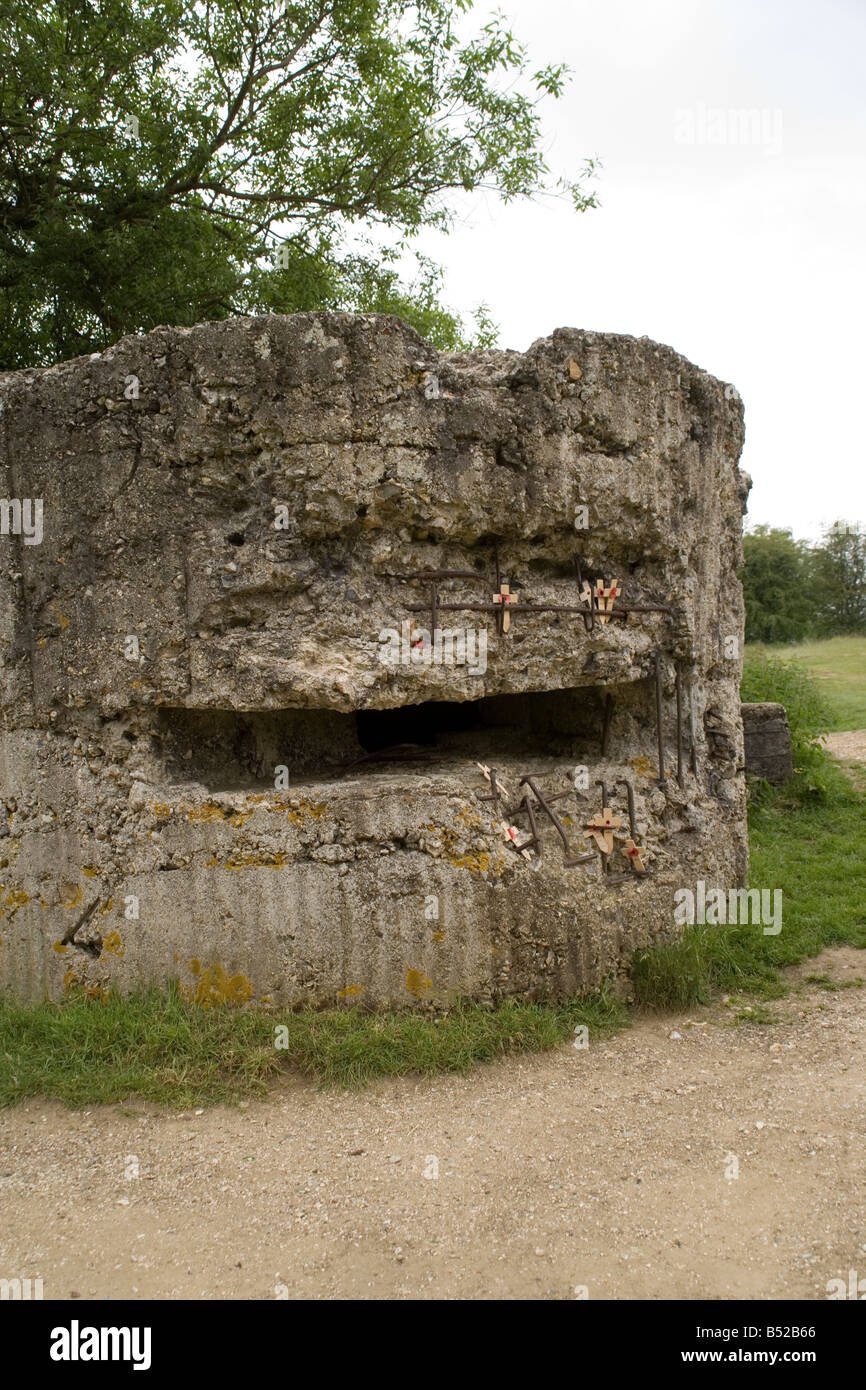 Remains of a First World War German pill box on Hill 60 near Ypres