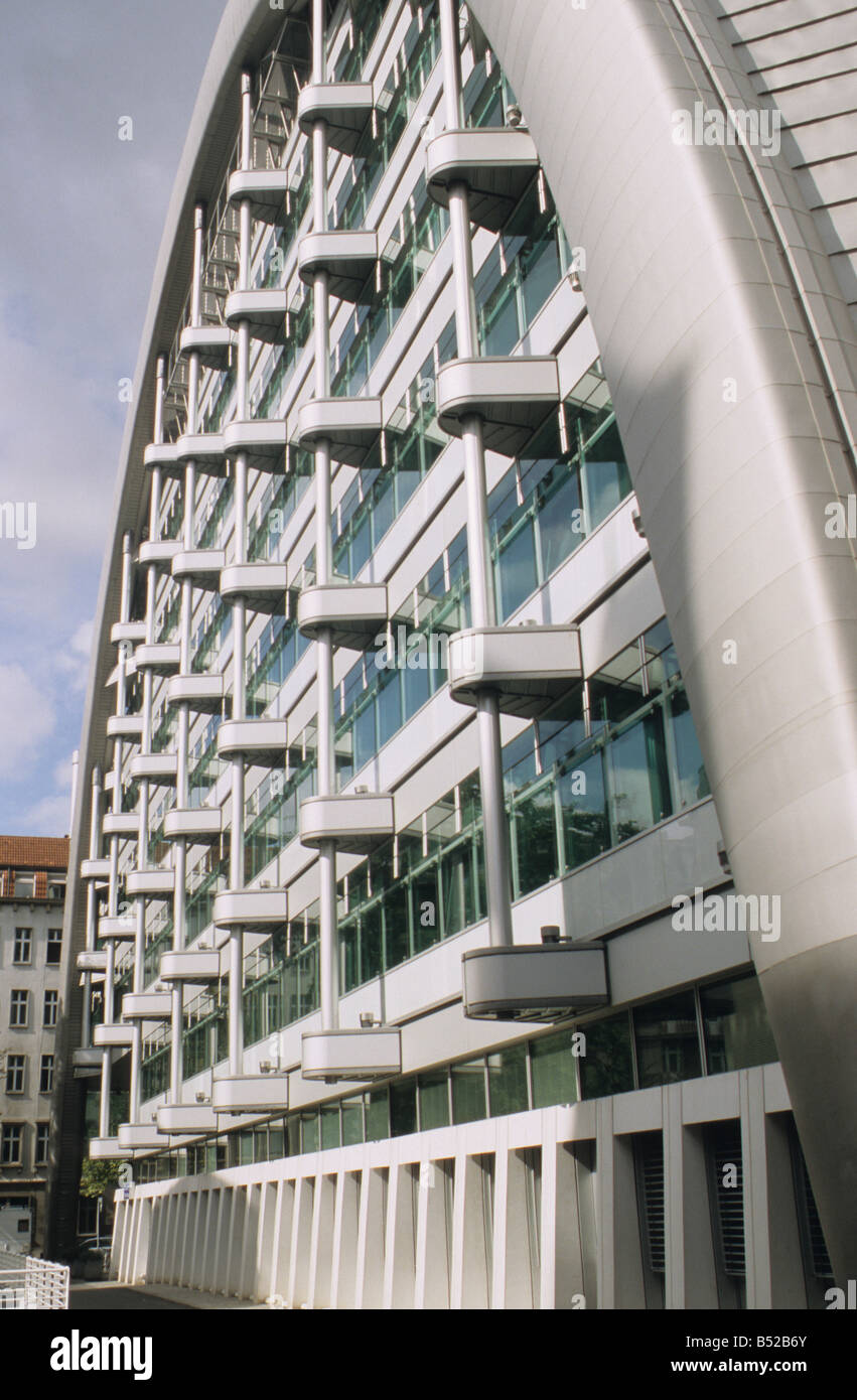 Berlin. Oblique view of south elevation of Ludwig Erhard Haus, the Berlin Stock exchange. Stock Photo
