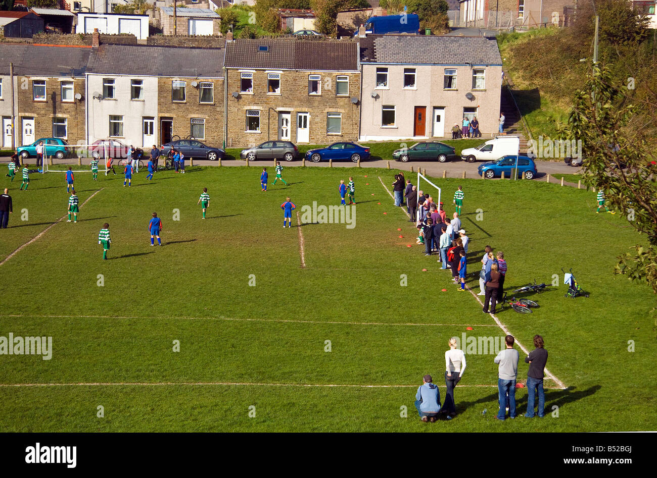 Sunday morning football cwmcarn village gwent south wales stock photo