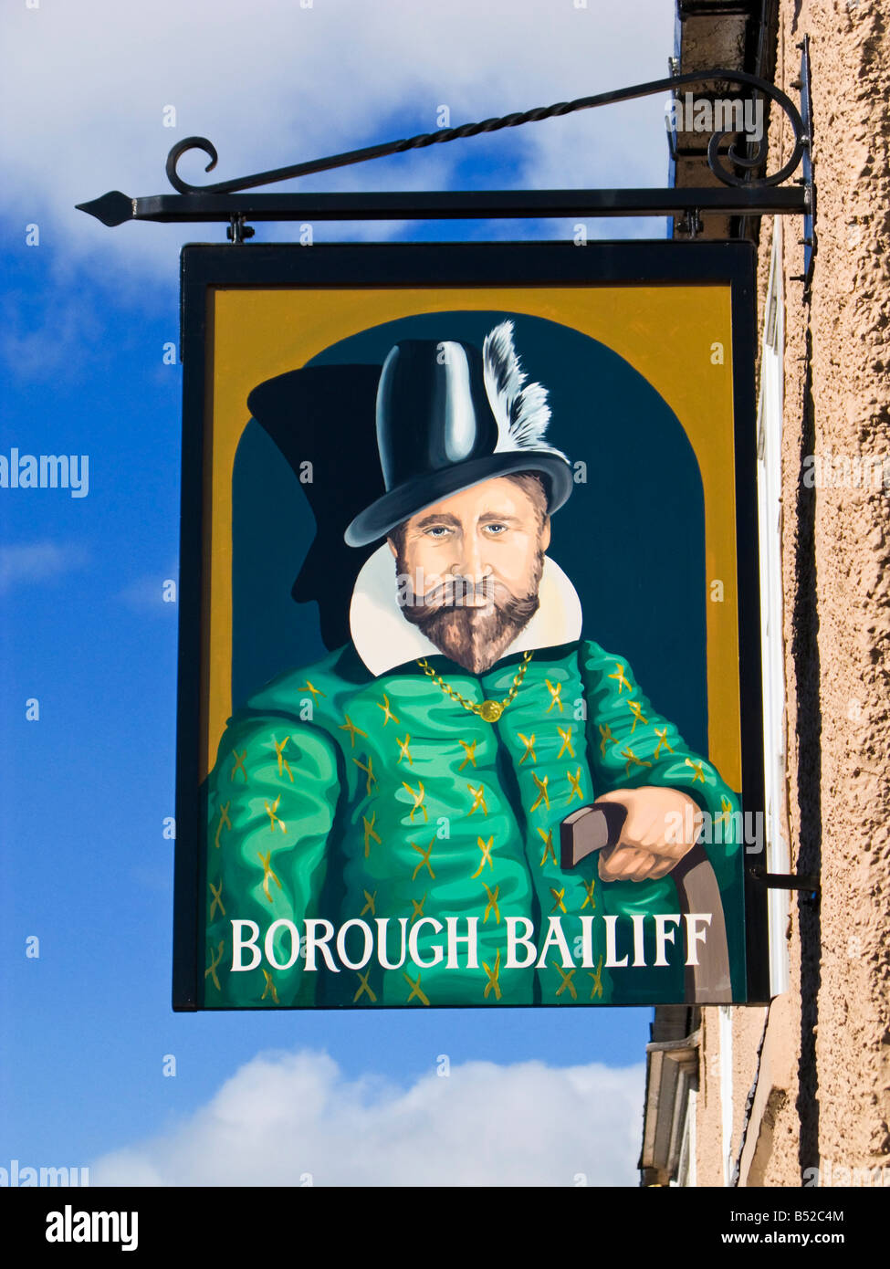 The Borough Bailiff traditional British Pub sign at Knaresborough, North Yorkshire, England, UK Stock Photo
