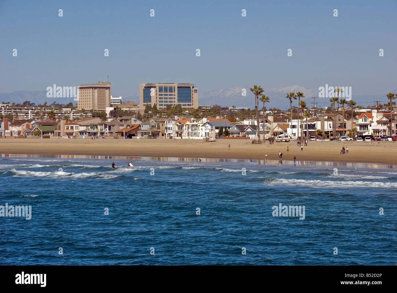 Balboa peninsula beach surfers, residential Luxury Strand houses home Newport Beach orange