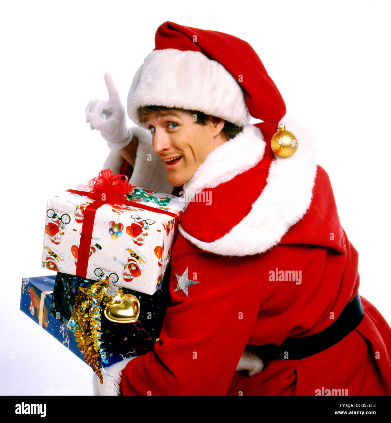 Image showcasing Father christmas with parcel hi-res stock photography and images - Alamy