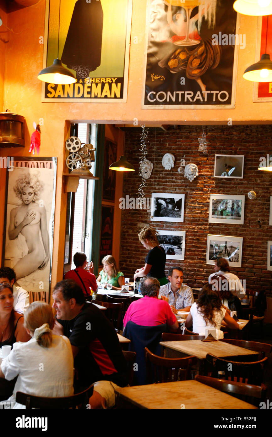 March 2008 - People sitting at a restaurant at plaza dorrego in San Telmo Buenos Aires Argentina Stock Photo