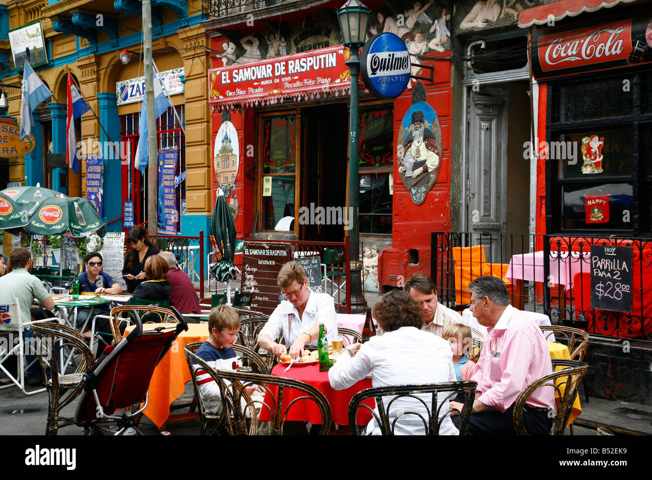 March 2008 - People sitting at an outdoors in La Boca Buenos Aires Argentina Stock Photo