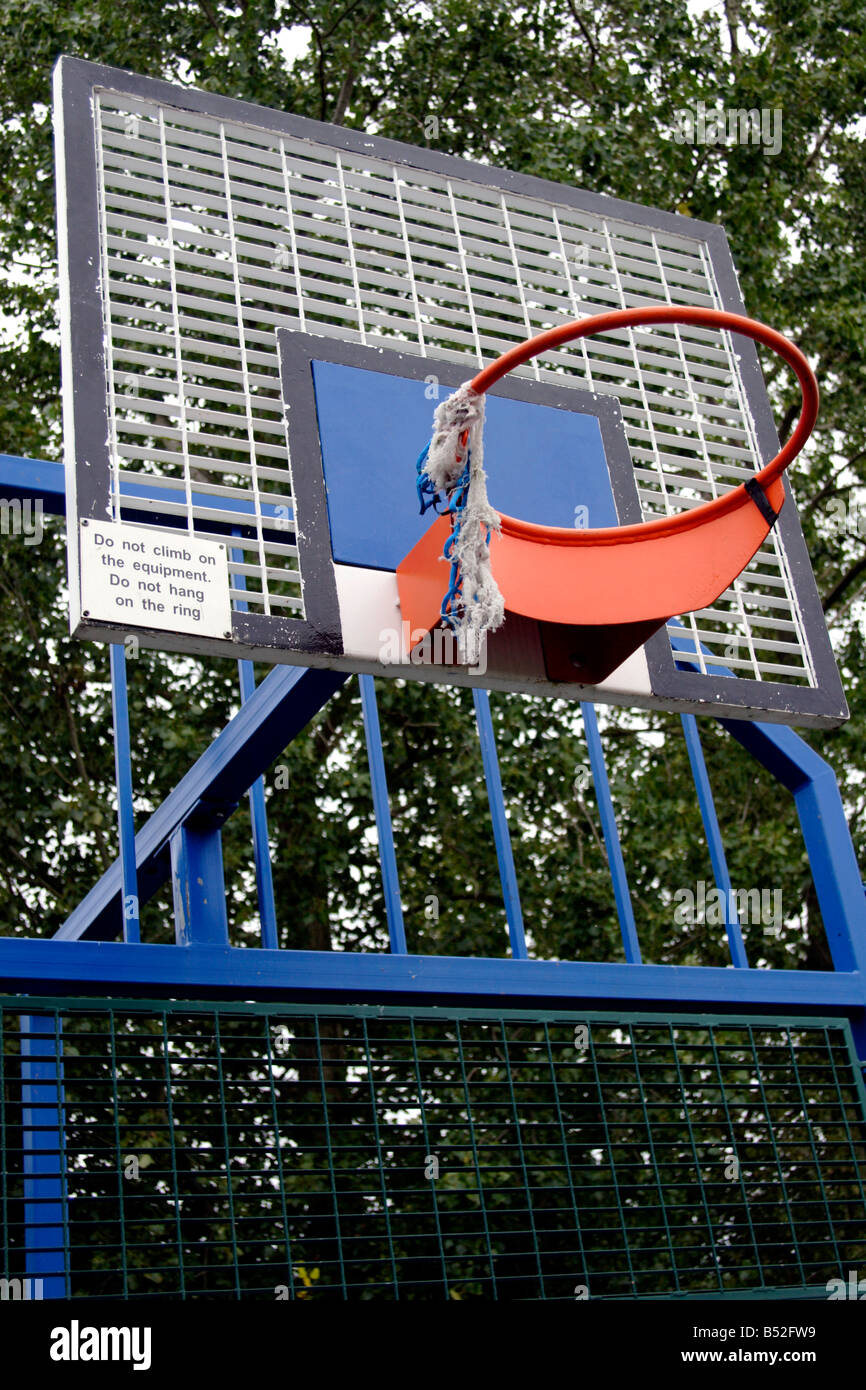 Basketball hoop in park close up England UK Stock Photo Alamy
