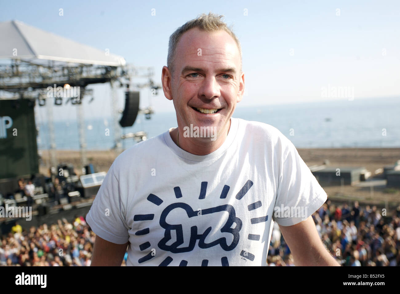 Fat boy slim gets ready for the Big Boutique Beach party Stock Photo