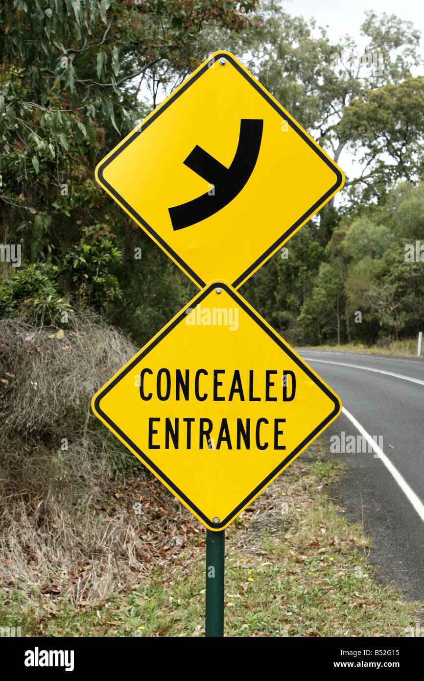 Concealed Entrance Road Sign in Australia Stock Photo Alamy