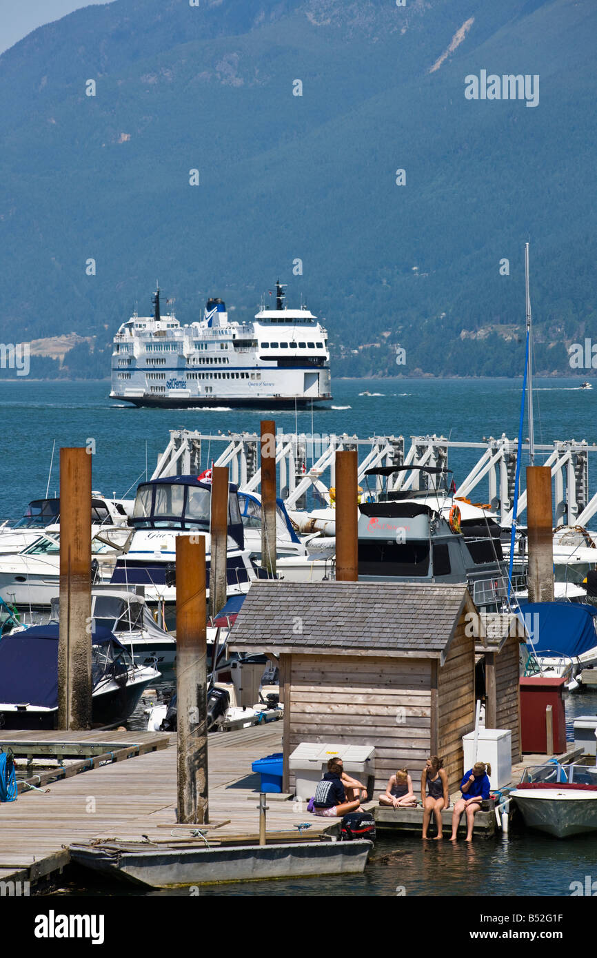 arrival of BC Ferries ferry from Gibsons to Horseshoe Bay, British