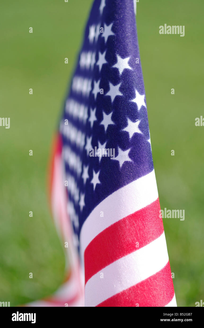 American flag in the grass Stock Photo