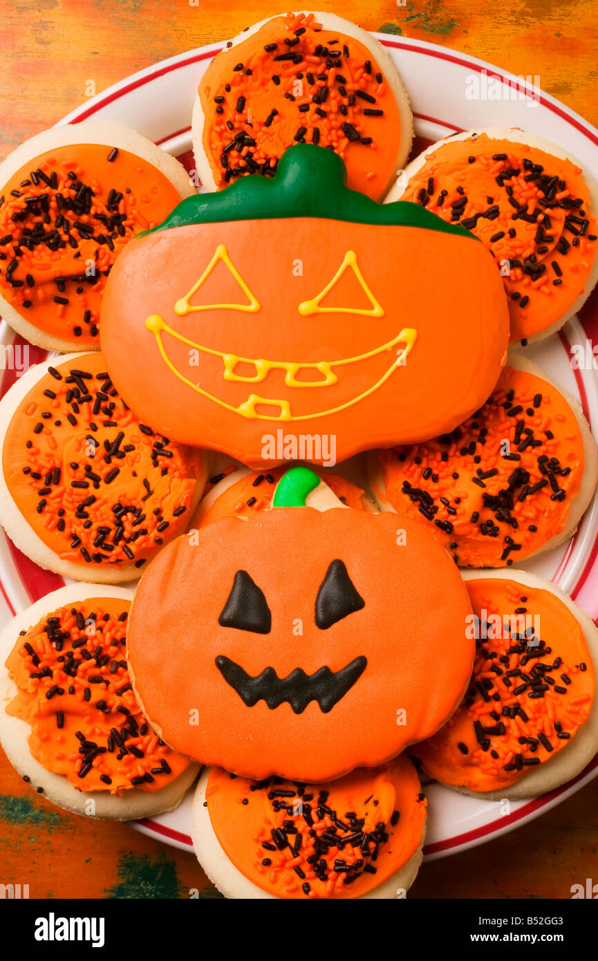 Halloween cookies on plate Stock Photo