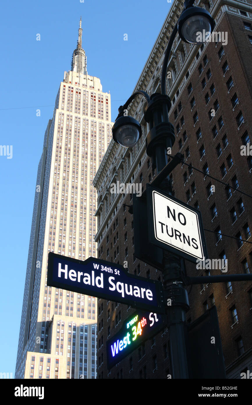 Empire State Building And Herald Square Signage 34th Street Manhattan