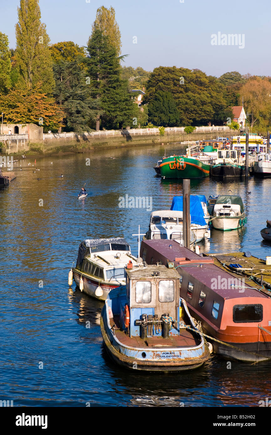 Boats on Thames River Twickenham TW10 London United Kingdom Stock Photo